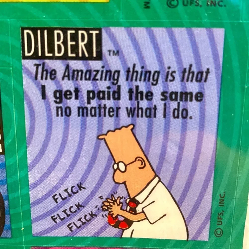 Vintage 1995 Hallmark Dilbert Stickers 4 Sheets 28 Labels NOS office supplies